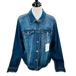 Ms. Cello Jean Jacket Womens 2XL Denim Dark Wash Button Down Long Sleeve NWT